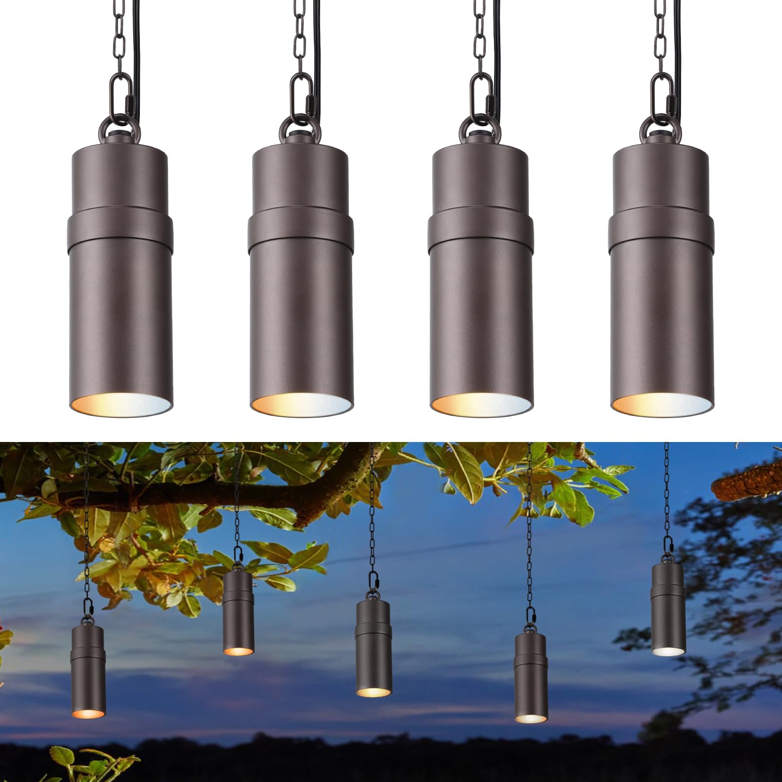 LEONLITE 5CCT Low Voltage Hanging Landscape Lights, 12V Hanging